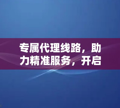 专属代理线路,助力精准服务,开启数字时代新机遇 专属代理线路,助力精准服务,开启数字时代新机遇